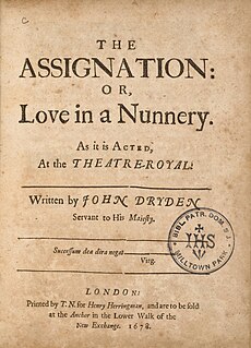 <i>The Assignation</i> Restoration comedy by John Dryden