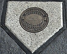 Photograph of the marker in the Citizens Bank Park parking lot commemorating Veterans Stadium, the Phillies' home from 1971 to 2003.