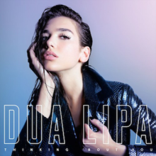 Dua Lipa purta o jachetă scalată, sprijinindu-și capul pe mână cu părul ud pe un fundal albastru-violet.  Numele ei apare în partea de jos cu litere mari, în timp ce titlul piesei apare sub litere cu litere mici.