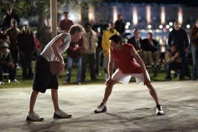 Lucas and Nathan during the basketball game at the climax of the pilot episode. The pilot is considered one of the show's "most essential" episodes.