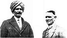 Singh, and Wirth's Circus advance manager, Charlie Peterson, in Perth, September 1929 SINGH-Buttan wrestler 1929-Truth-WA-newspaper.jpg