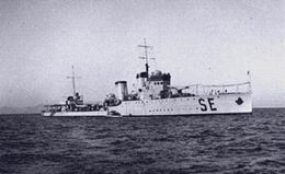 Destroyer Sella, one of the mother ships of the explosive motor boats Sella at anchor.jpg