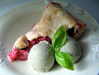 Strawberry rhubarb pie with Genovese basil ice cream made with MimicCreme Post-pie+and+basil.jpg