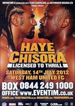 Haye, Chisora'ya karşı dövüş poster.jpg