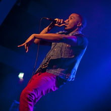 Akheim Allen performing on stage at the HMV Institute, Birmingham on 28 April 2012