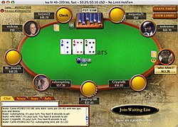 Screenshot of the Pokerstars GUI (the "classic" theme) at a real money table Pokerstars Screenshot.JPG