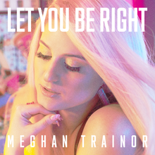 Meghan Trainor'un pembe renkli bir resmi, çiçekli bir arka planın önünde. Adı altta ve üstte 