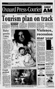 Oxnard Press-Courier 2 Ocak 1994 front page.png