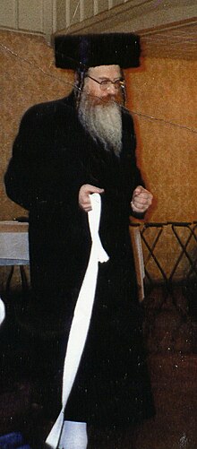 Grand Rabbi Yehoshua Heshel Rosenbaum of Cleveland-New York Present Clevelander Rebbe of Brooklyn dancing a Mitzvah Tantz at wedding.jpg