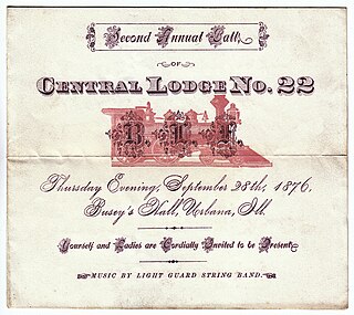 Although B of LF lodge meetings were closed and private affairs, individual lodges periodically held formal balls, picnics and other social or fundraising activities open to the community BLF-Ball-Urbana-1876.jpg