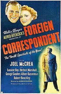 <i>Foreign Correspondent</i> (film) 1940 film by Alfred Hitchcock