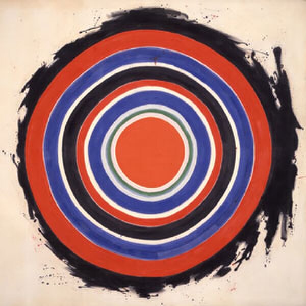 Kenneth Noland, Beginning, 1958, magna on canvas painting, Hirshhorn Museum and Sculpture Garden. Working in Washington, D.C., Noland was a pioneer of
