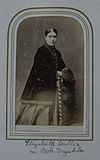 Elizabeth Waller (1840-1892), daughter of Harry Edmund Waller, and wife to Colonel Robert Carstairs Drysdale, RA, JP. Carte de visite of Elizabeth Waller (1840-1892), aka Mrs. Robert Carstairs Drysdale.jpg