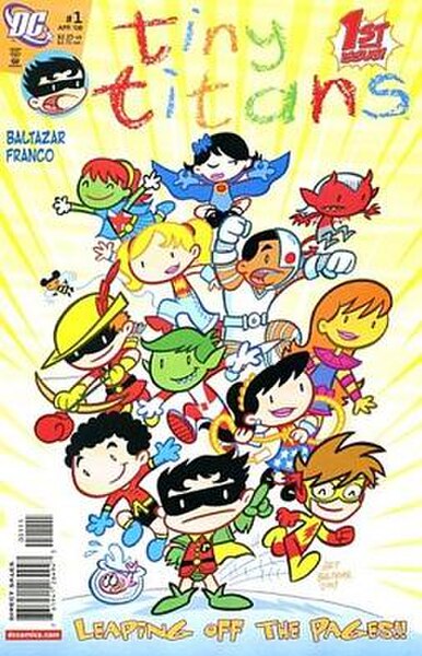 Cover to Tiny Titans #1 (April 2008), art by Art Baltazar.