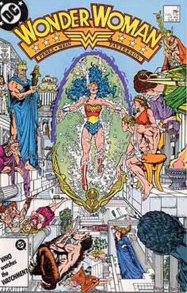 The Olympian gods on the cover of Wonder Woman (vol. 2) #7. Art by George Pérez.