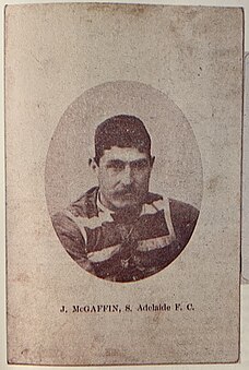 1894 American Tobacco Company Celebrities cigarette card featuring South Adelaide player Jack McGaffin.
