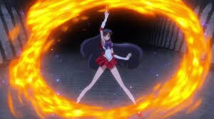 Sailor Mars using Akuryō Taisan in Sailor Moon Crystal