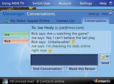 MSN Messenger on MSN TV 2