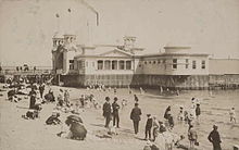 The hot sea baths and hotel on St Kilda main beach in 1910. St kilda sea baths 1910.jpg