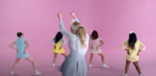 The music video for "All About That Bass" included a dance sequence and colorful sets. All About That Bass screenshot.png