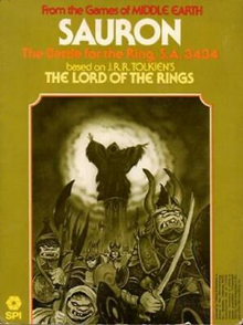 Cover of folio edition, art by Tim Kirk (1977) Cover of Sauron the Battle for the Ring 1977.png