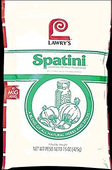 A packet of Spatini spaghetti sauce mix