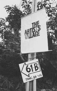 Signboard leading to 61-B Lorong Gambas, The Artists Village (1988-1990). Photo by Koh Nguang How. The Artists Village 41-B Lorong Gambas.png