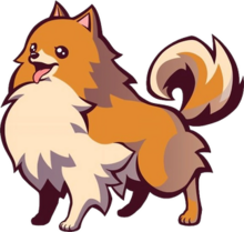 Stylized art of Missile, a Pomeranian dog