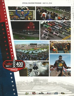 The 2014 Coke Zero 400 program cover, featuring highlights from last year's race.