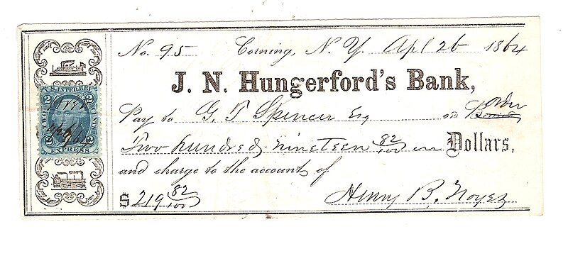 File:J. N. Hungerford's Bank check.jpg