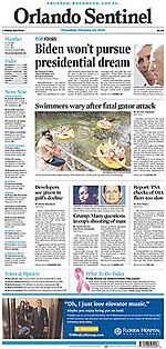 The October 22, 2015, front page of the<br />''Orlando Sentinel''