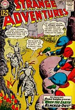 The only Atomic Knights cover appearance in Strange Adventures #144. The giant Dalmatians are also present on the cover. Strangeadventures144-175.jpg