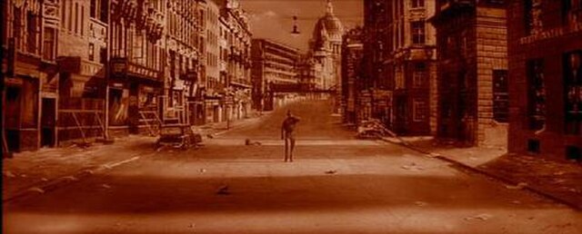 In the film's orange-infused opening sequence, Edward Judd walks through a devastated and deserted London.