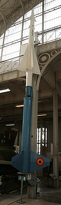 A Nike Ajax missile at the Belgian Royal Museum of the Armed Forces and Military History in Brussels.