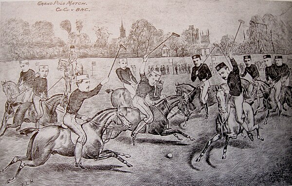 Drawing of Christ Church vs Brasenose match in 1877.