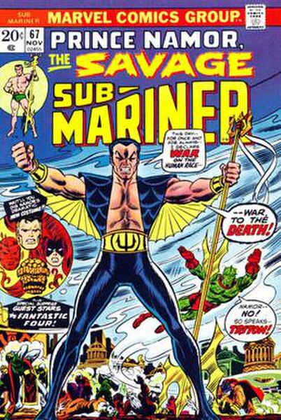 Sub-Mariner #67 (Nov. 1973), introducing the short-lived mid-1970s costume. Cover art by John Romita and Mike Esposito.