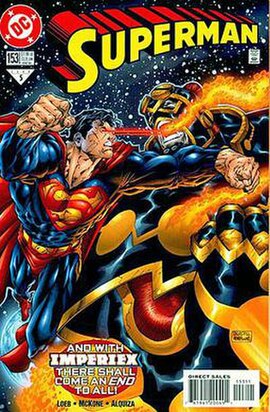 Imperiex made his debut on Superman #153 (February 2000), cover by Ian Churchill.