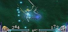 A fight from Dissidia Final Fantasy featuring Zidane Tribal and Sephiroth. Dissidiafight.jpg