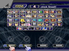 Project M's character selection screen allows the player to select Zero Suit Samus, Sheik, Squirtle, Ivysaur, or Charizard individually, instead of having to switch to them from another character. Project M also features Dr. Mario (although as a palette swap of Mario), Mewtwo, and Roy, who were cut from Brawl's roster. Project M Characters.png