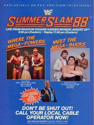 Promotional poster featuring The Mega Powers, The Mega Bucks, and Jesse Ventura