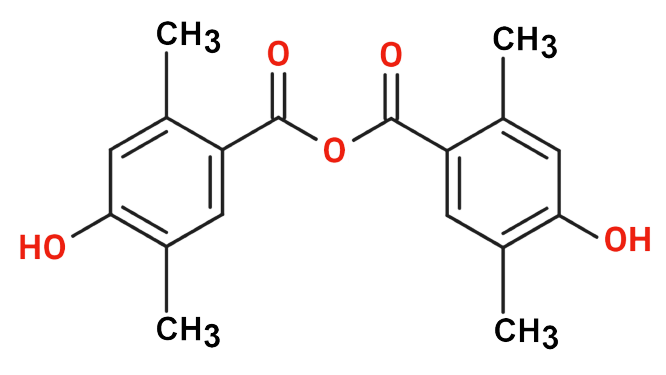 Dosiero:4-Hydroxy-2,5-dimethylbenzoic anhydride 2D.png