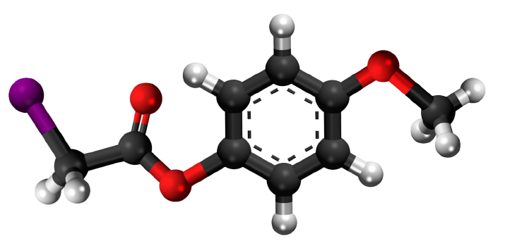 Dosiero:Methoxyphenyl iodoacetate 3D.png