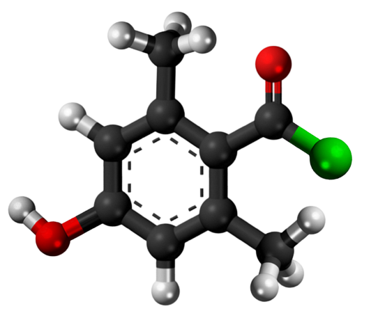 Dosiero:4-Hydroxy-2,6-dimethylbenzoyl chloride 3D.png