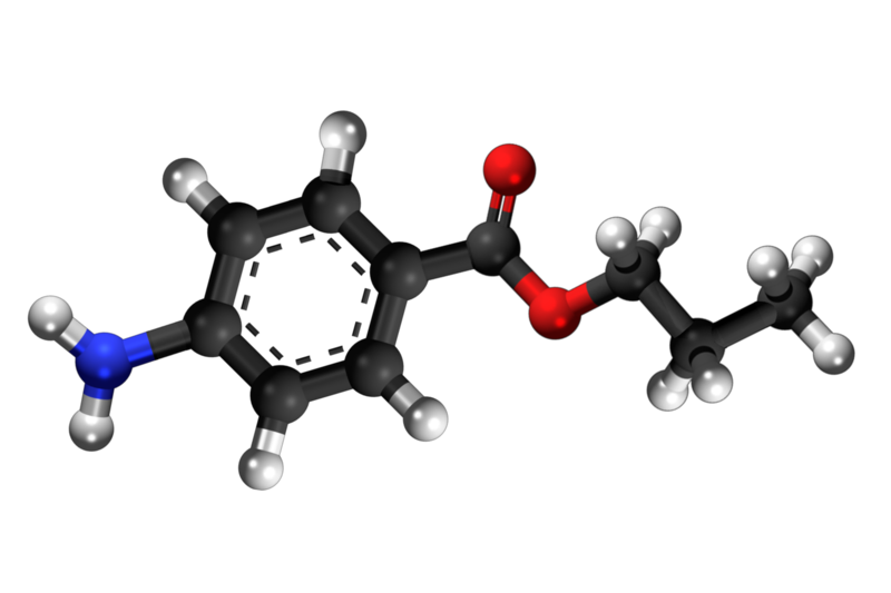 Dosiero:Propyl p-aminobenzoate 3D.png