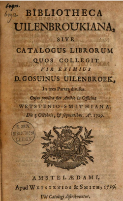 Verko de Goswinus Uilenbroek, eldonita en 1729