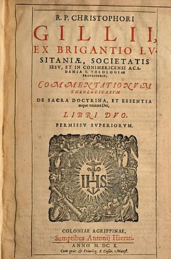 "Commentationum theologicarum De Sacra Doctrina" verko de Christoph Gillius (1552-1608) eldonita en (1610)