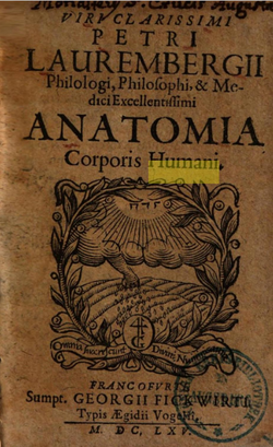 "Anatomia corporis humani" verko de Peter Lauremberg, eldonita en 1665.
