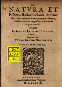 "De natura et essentia ratiocinationis", verko eldonita en 1578