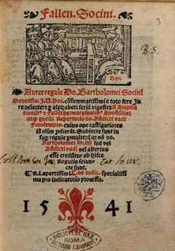 Latina verko de Bartolomeo Socini, eldonita en 1541.