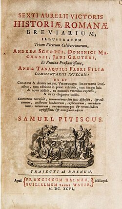 "Historiae Romanae Breviarium", verko de Aŭrelio Viktor, eldonita en 1696.